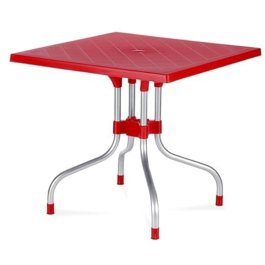 Supreme Furniture Olive Foldable Mahjong Table | 30 Inch Square Plastic Top with Metal Legs for Cards, Board Games, Indoor, Outdoor & Garden Use | RED